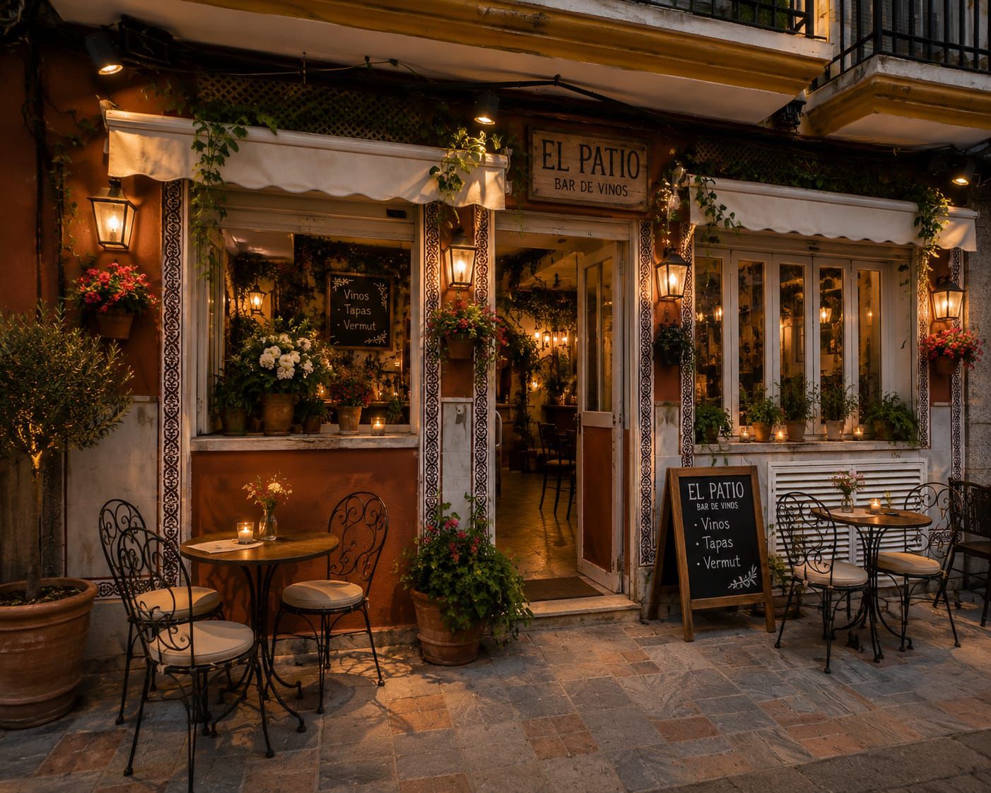 El Patio, fachada iluminada por velas en Fuengirola